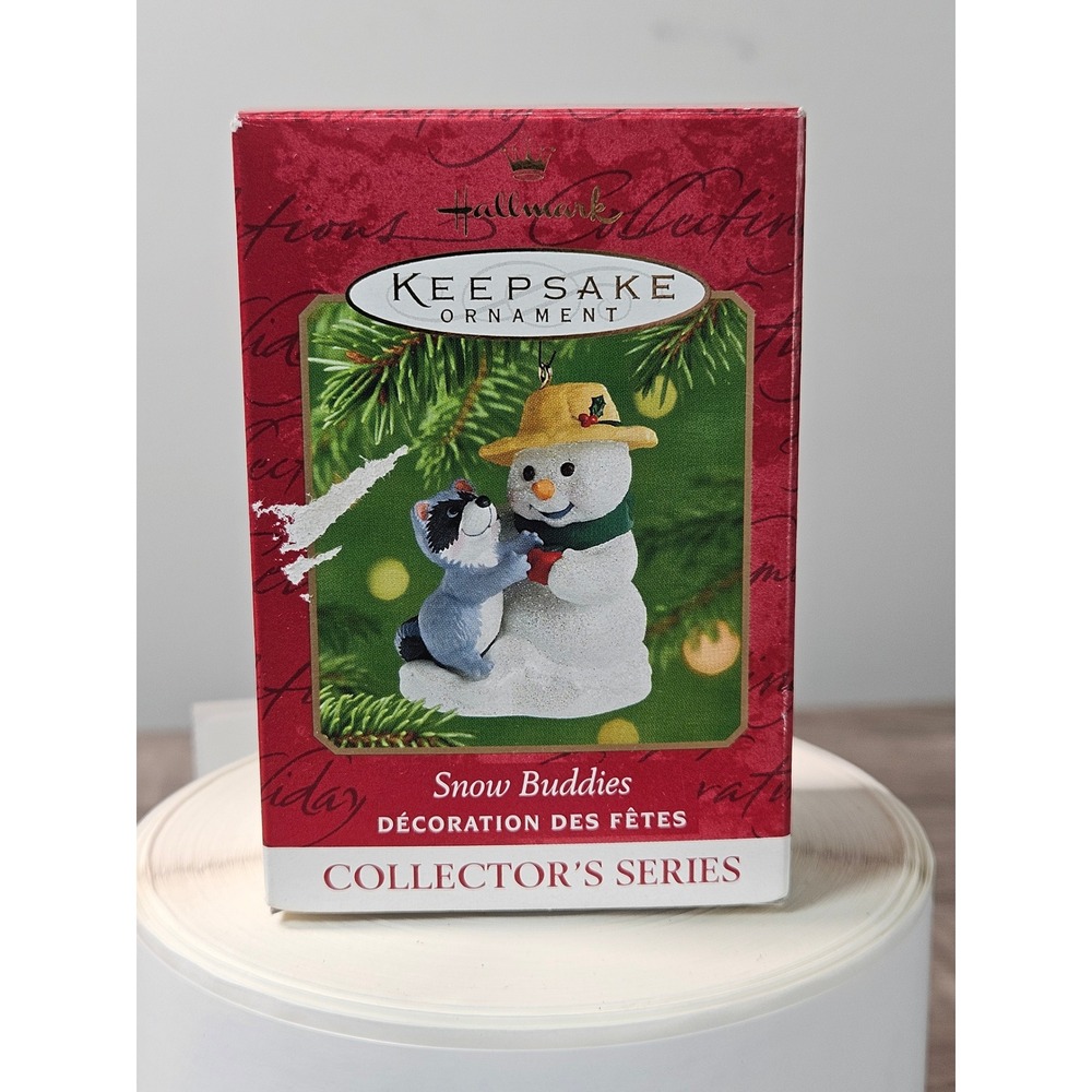 Hallmark Keepsake 2001 Snow Buddies Ornament Snowman Raccoon QX6972 Collector